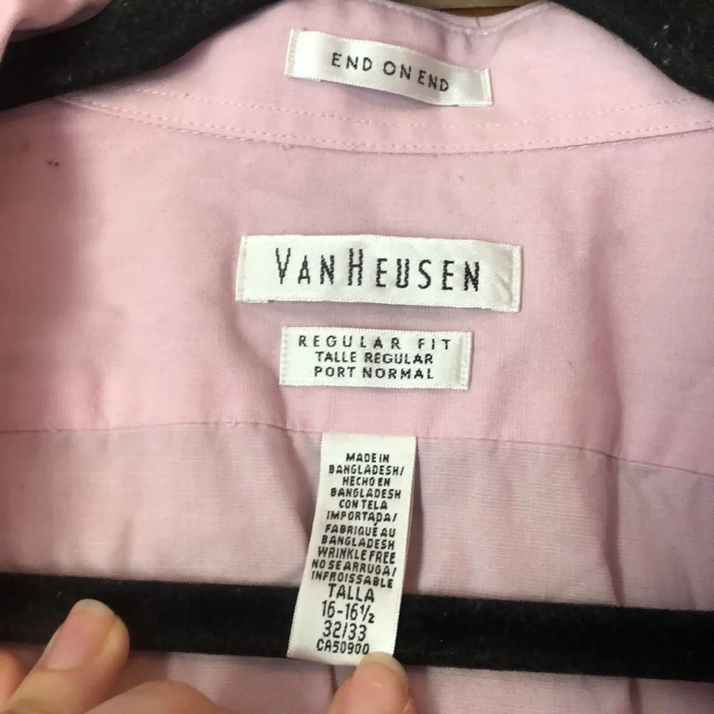 Van Heusen light pink button up shirt